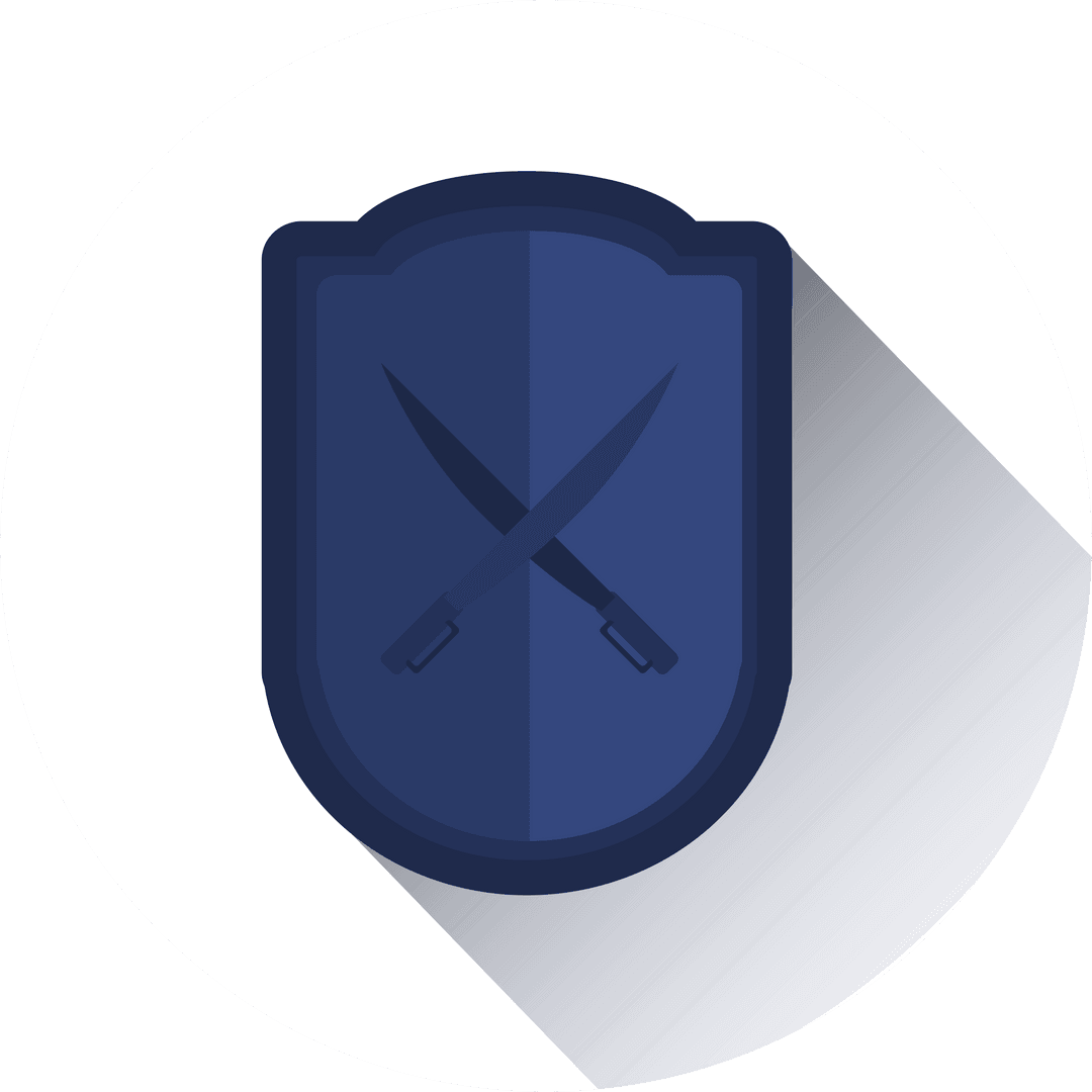 Transparent Blue Shield Badge with Swords Design