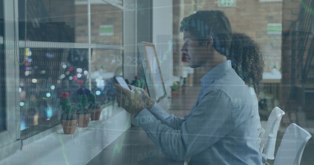 Business People Analyzing Financial Data on Digital Devices