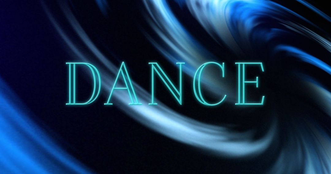 Neon Dance Text with Blue Glowing Light Trails