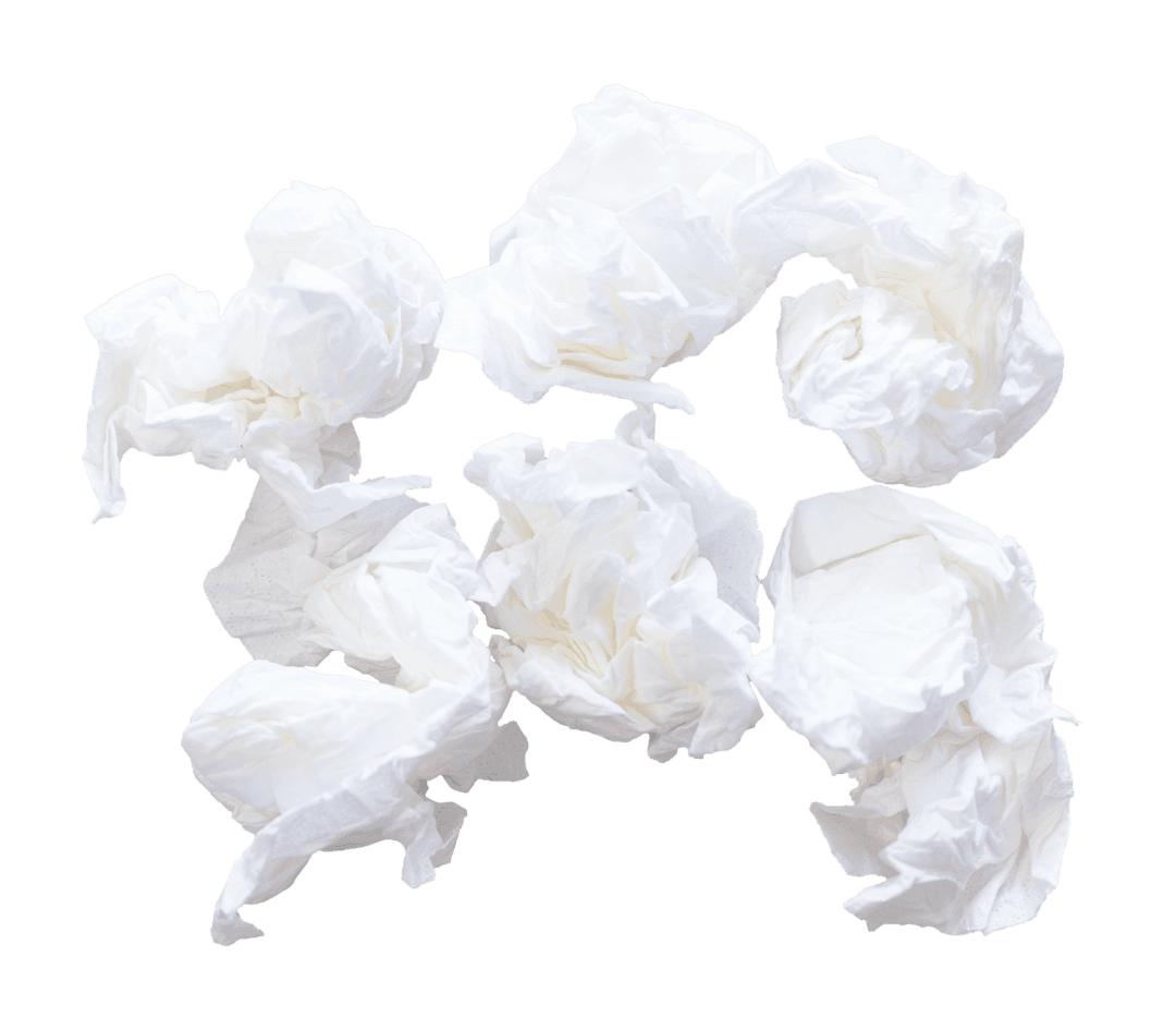 Crumpled White Tissues on Transparent Background