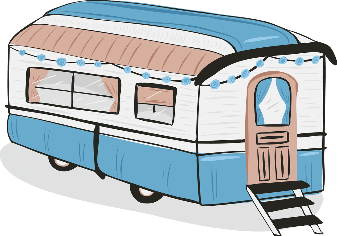 Hand-Drawn Caravan Clipart on Transparent Background
