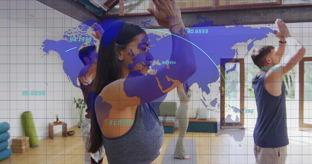 Group Fitness Class with Global Health Analytics Concept