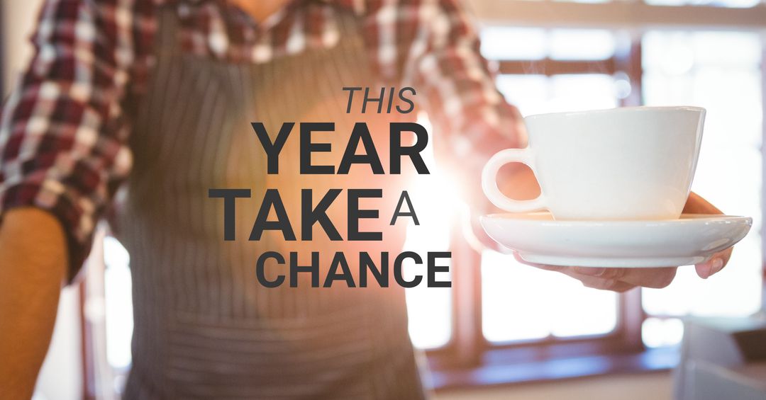 Barista Presenting Coffee with Inspirational Message