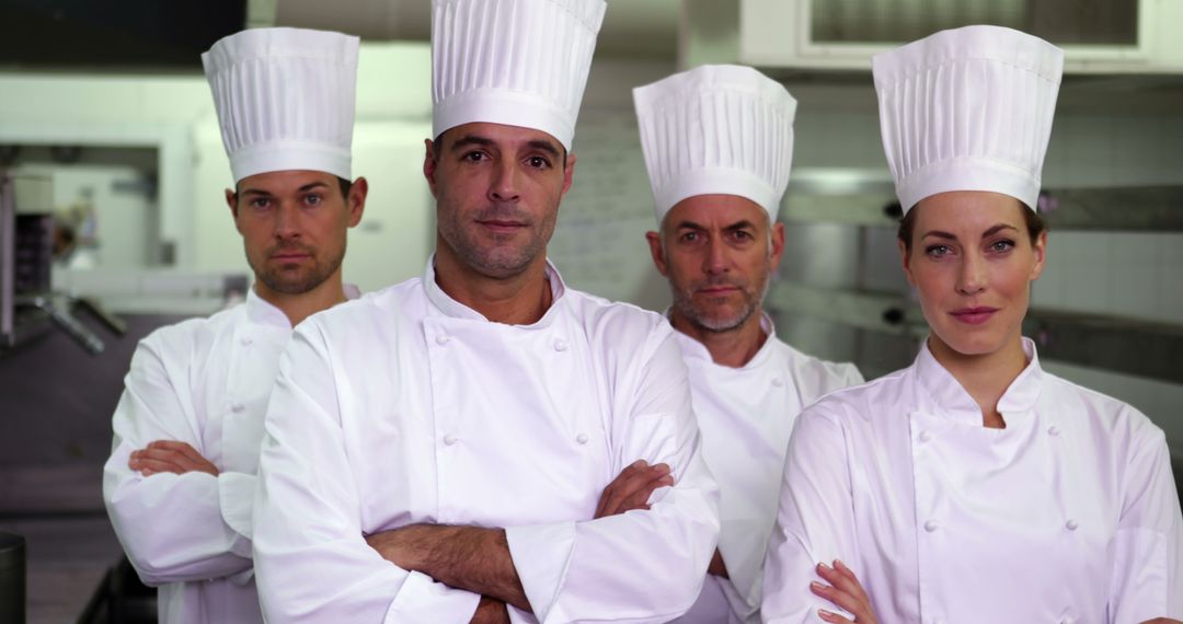 Professional Chefs Wearing White Uniforms in Restaurant Kitchen - Free Images, Stock Photos and Pictures on Pikwizard.com