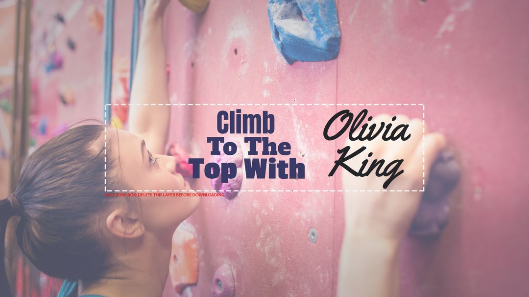 Young woman climbing wall showcasing perseverance and focus