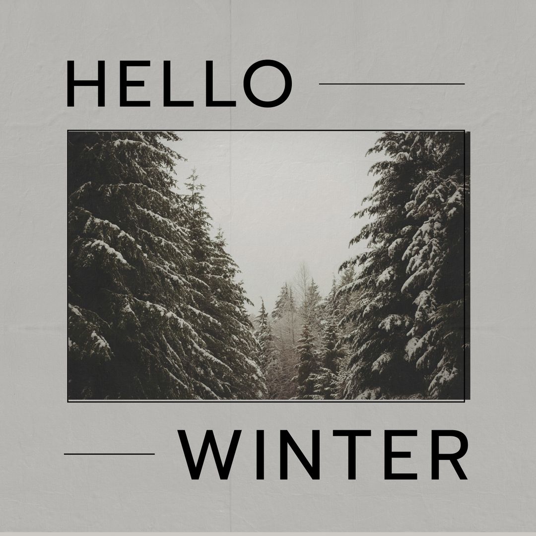 Winter Forest Landscape with Welcome Message