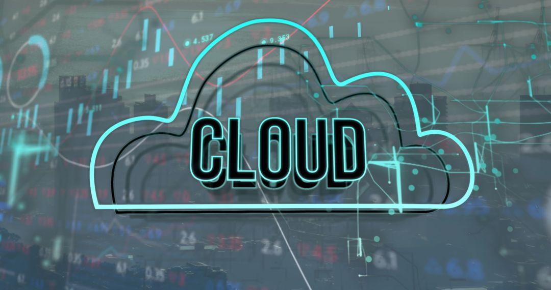 Cloud Computing Over Cityscape with Digital Financial Data Overlay