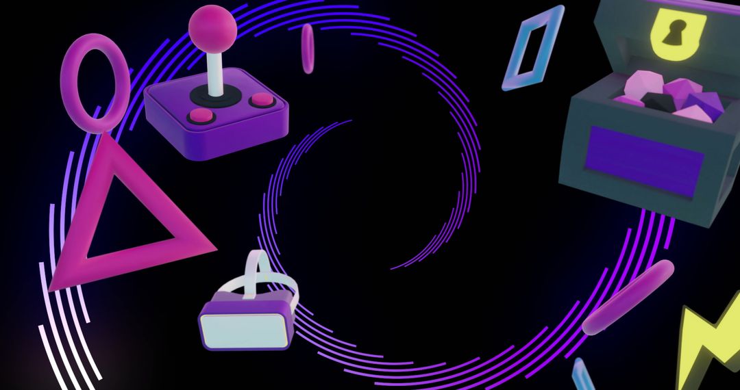 Abstract Game Icons With Spinning Digital Concept