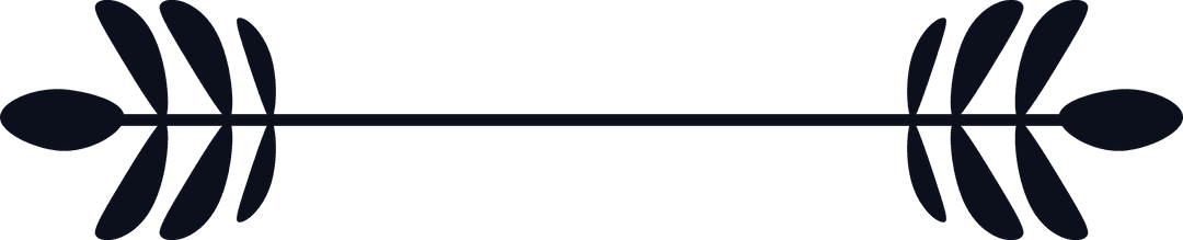 Black Line with Leaves on Transparent Background Illustration