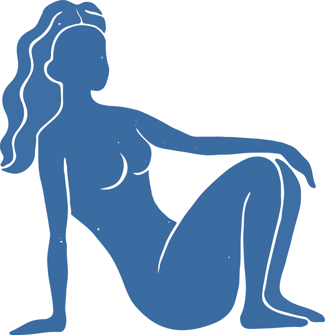 Elegant Female Silhouette in Relaxed Pose on Transparent Background