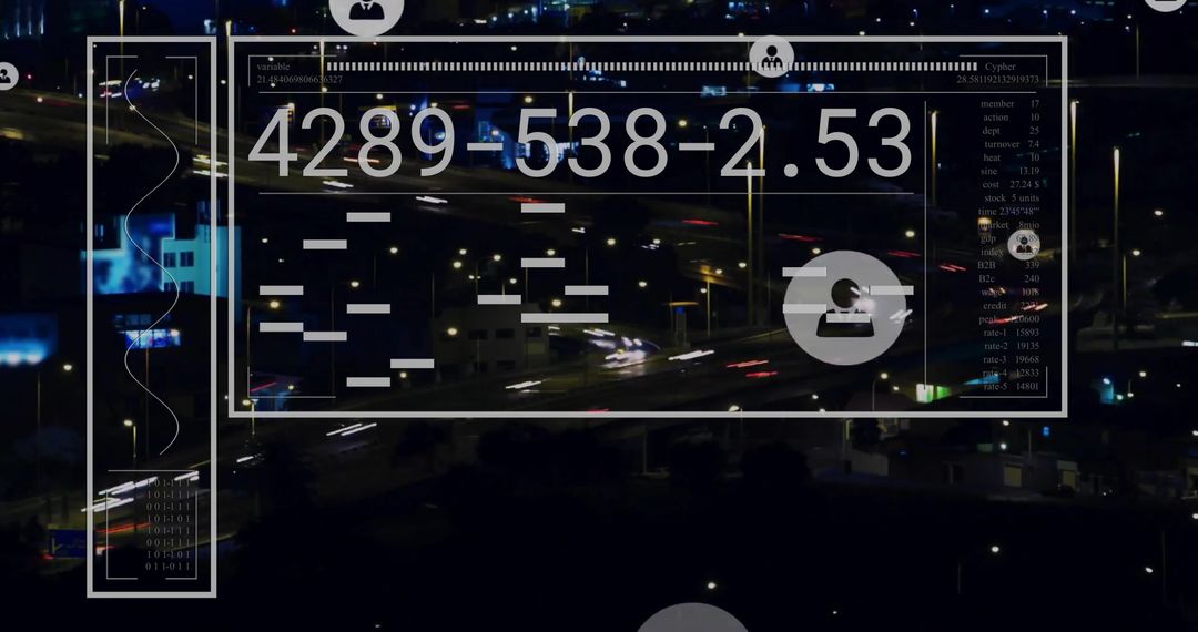 Digital Data Overlay on Urban Night View Representing Global Connectivity