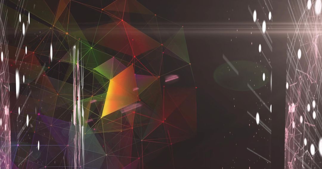 Futuristic Digital Network with Glowing Triangular Elements