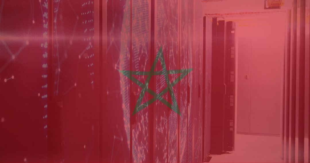 Digital Data Processing Overlay with Moroccan Symbolism