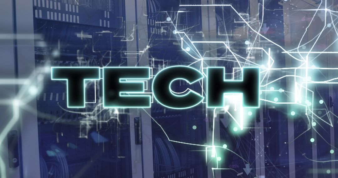 Futuristic Tech Concept with Network Interface and Servers