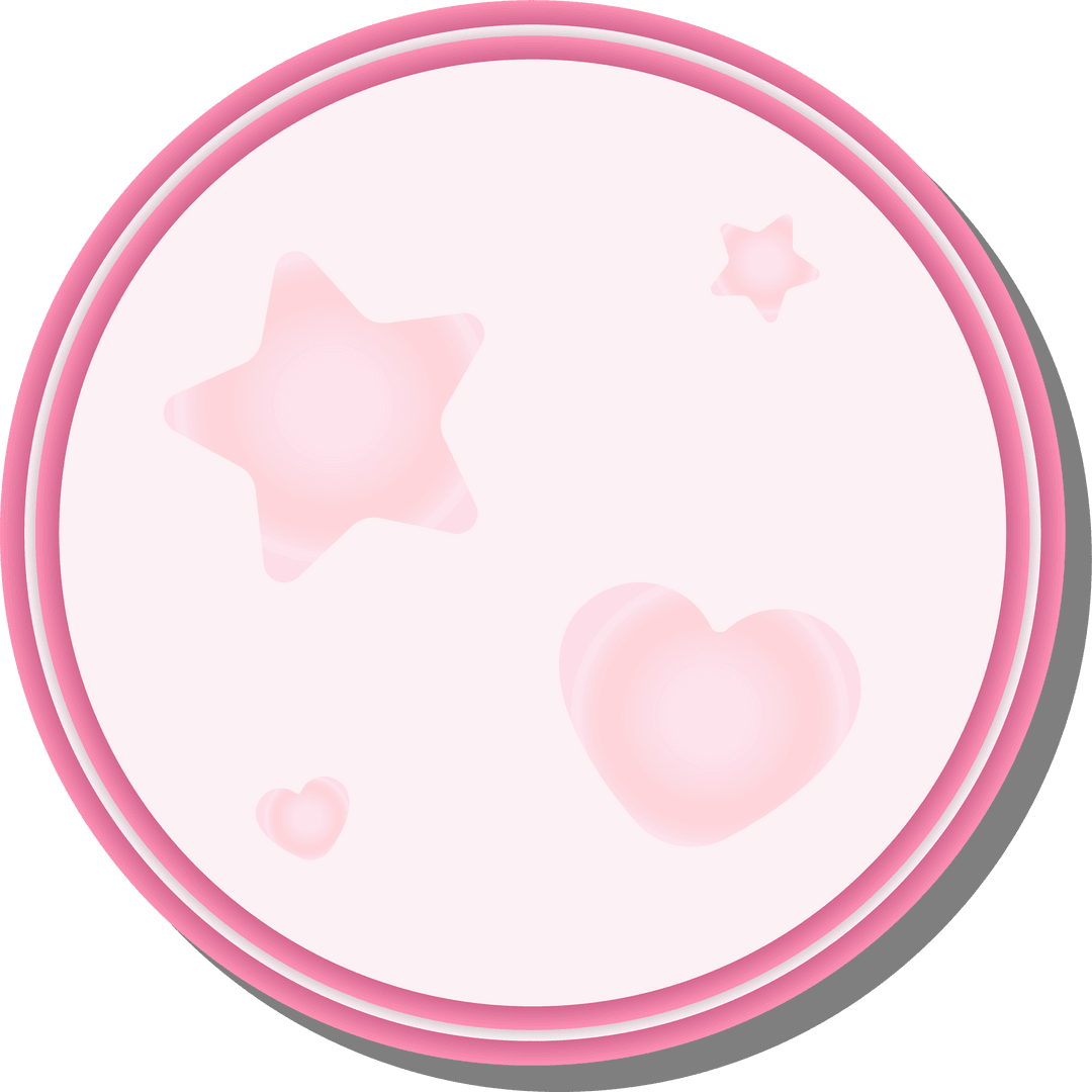 Pastel Pink Badge with Transparent Star and Heart Shapes