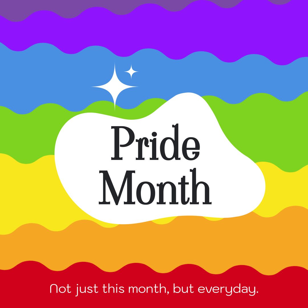 Pride Month Celebration with Rainbow Waves and Inspirational Quote - Download Free Stock Templates Pikwizard.com