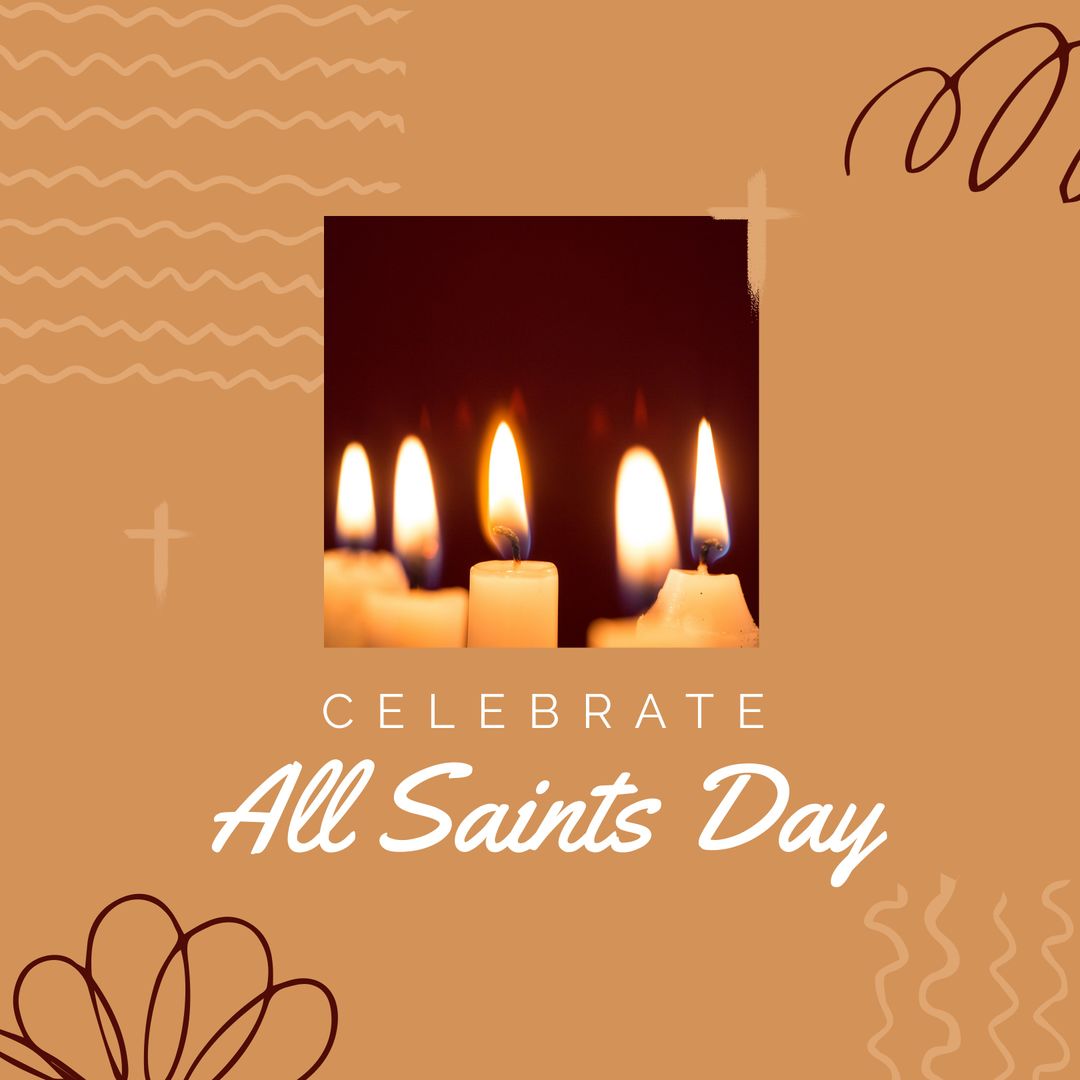 All saints' day celebration with glowing candles
