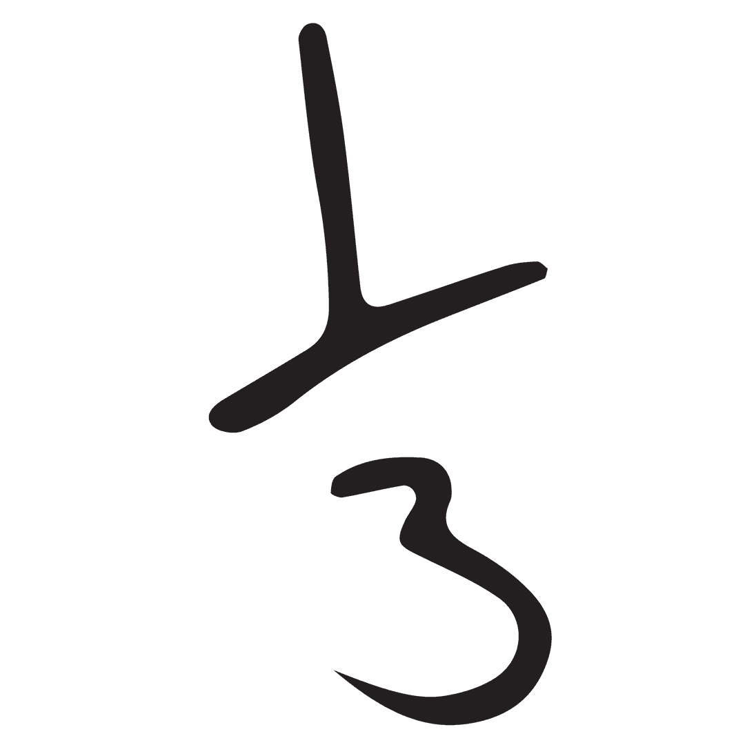 Stylish Number Three Symbol on Transparent Background