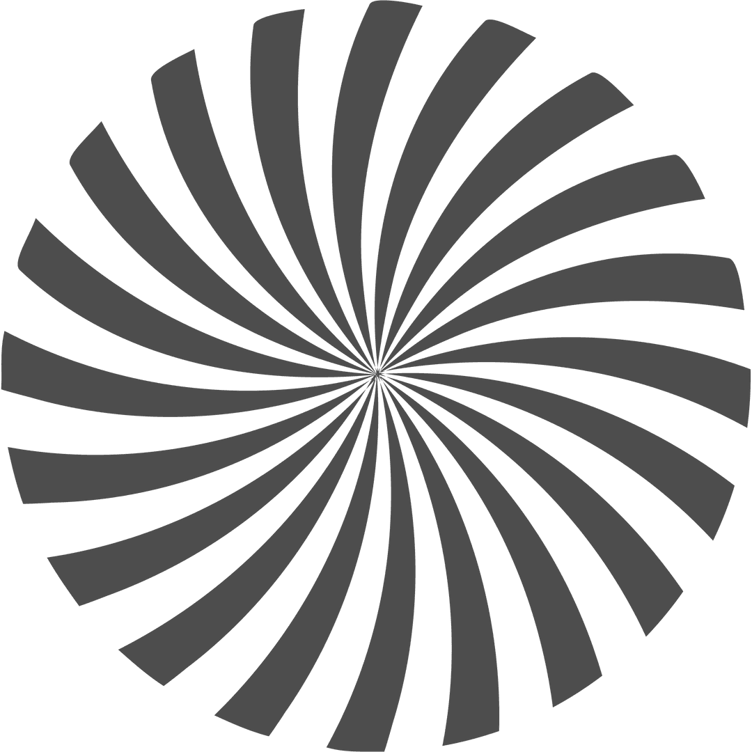Grey abstract circular spiral shape on transparent background