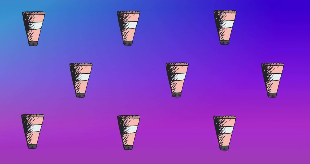 Playful Striped Coffee Cups on Gradient Background