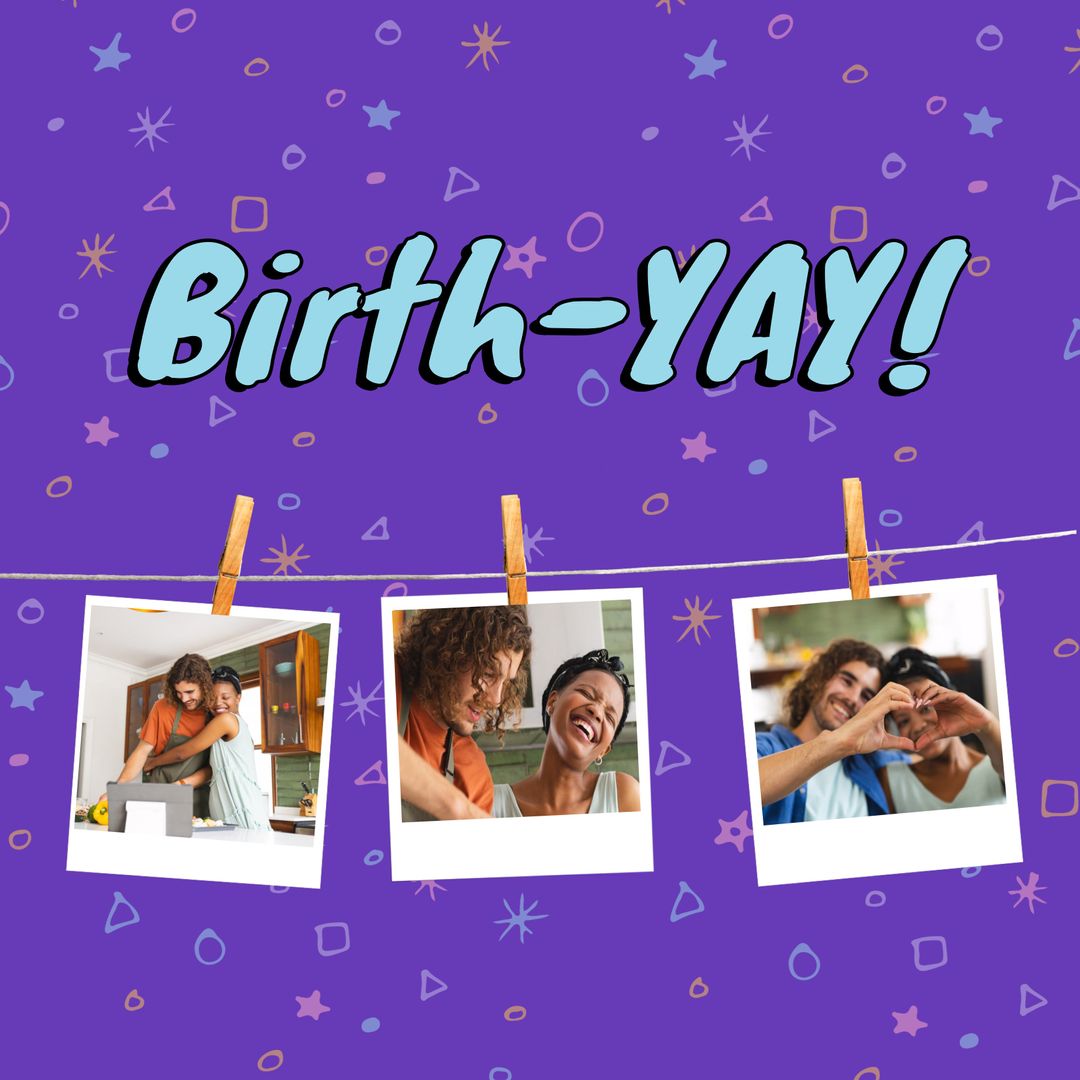 Joyful Birthday Celebration with Colorful Polaroid Displays