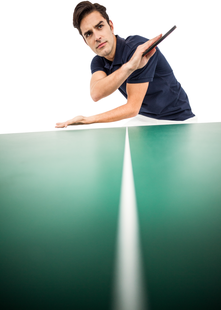 Confident Male Athlete Playing Table Tennis on Transparent Background - Download Free Stock Images Pikwizard.com