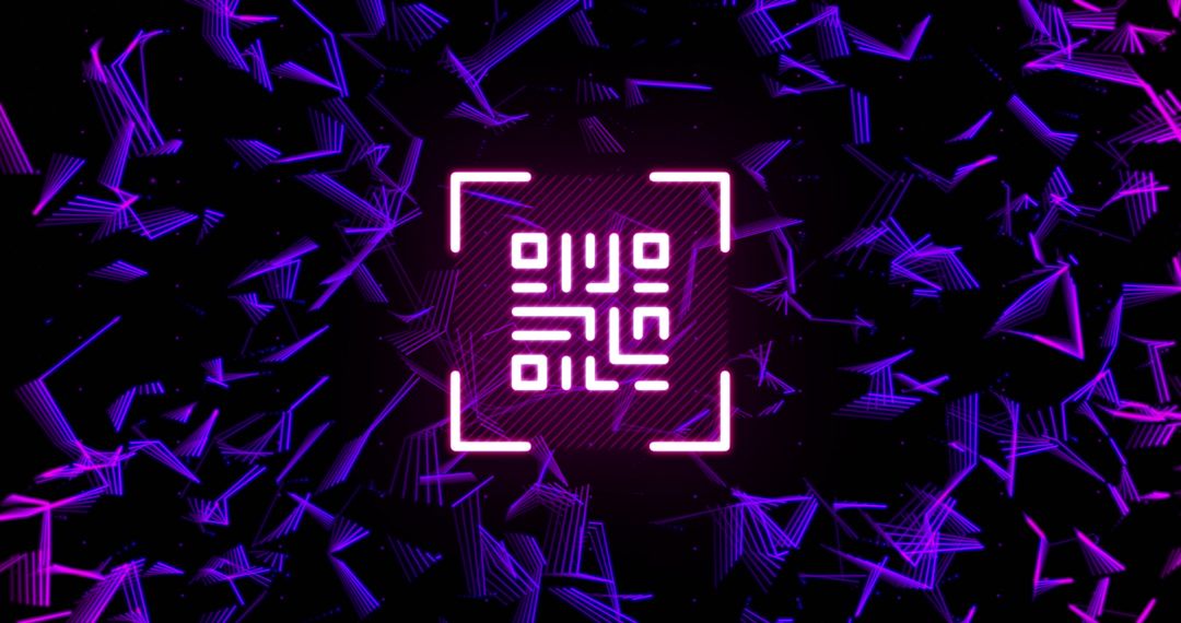 Neon Digital Connections with QR Code Symbol in Futuristic Design