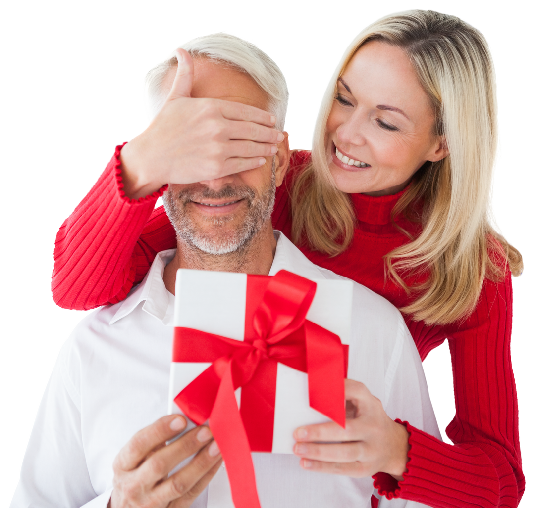 Smiling Couple Celebrates with a Gift on Transparent Background - Download Free Stock Images Pikwizard.com