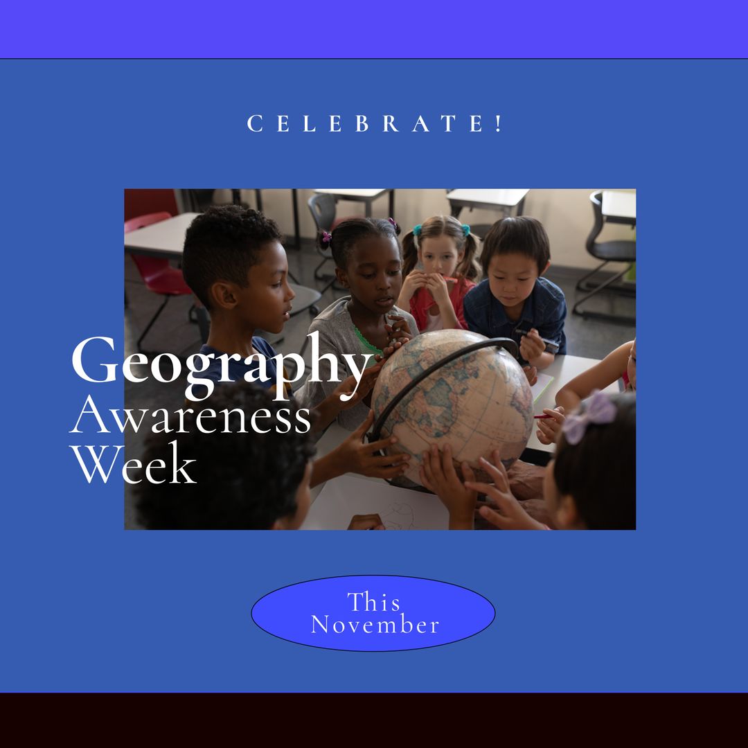 Diverse Students Engaged with Globe for Geography Awareness Week