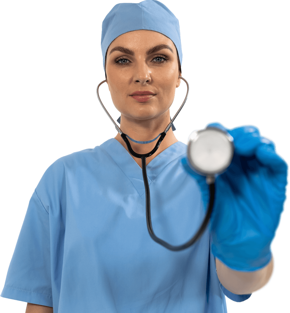 Transparent Surgeon Performing Medical Exam with Stethoscope