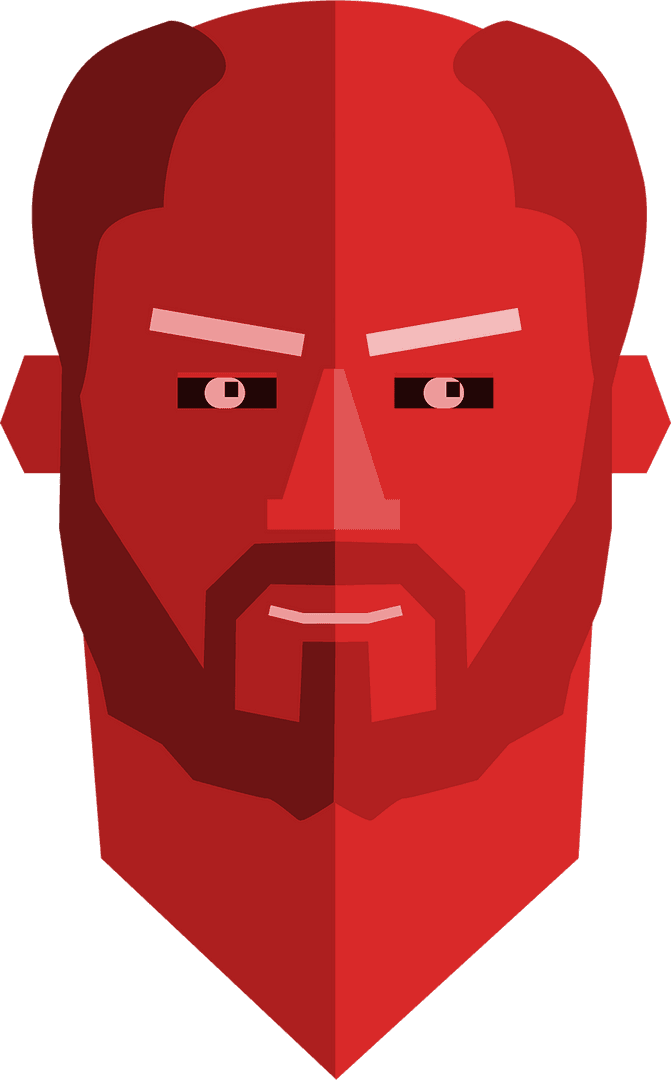 Geometric Red Bearded Man Vector on Transparent Background