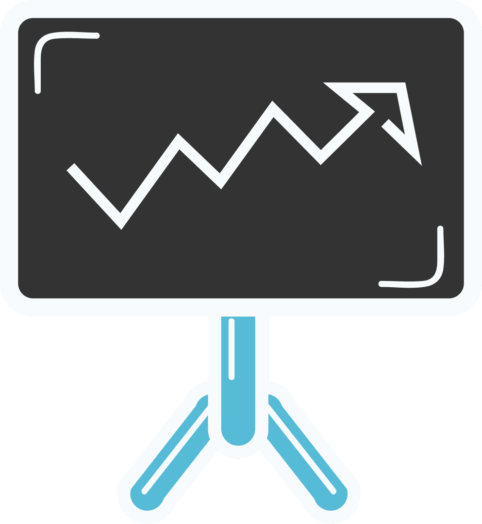 Transparent Whiteboard with Rising Zigzag Arrow Symbol