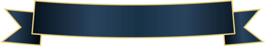 Black Ribbon with Gold Edges on Transparent Background