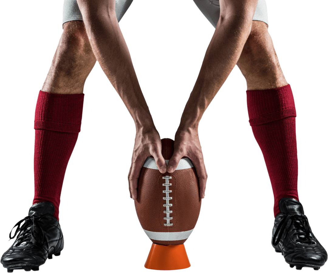 Transparent Football Player Ready for Kicking Game Start