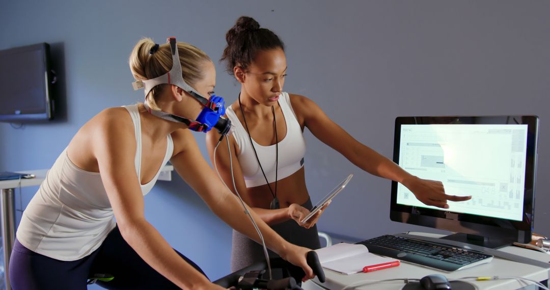 Woman Undergoing Fitness Testing with Personal Trainer in Gym - Free Images, Stock Photos and Pictures on Pikwizard.com