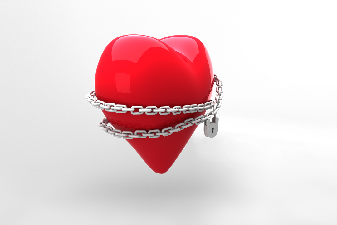 Red Heart Tied with Chain and Padlock on Transparent Background - Download Free Stock Images Pikwizard.com