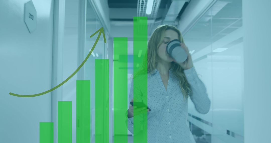 Confident Businesswoman Analyzing Digital Finance Graphs in Office