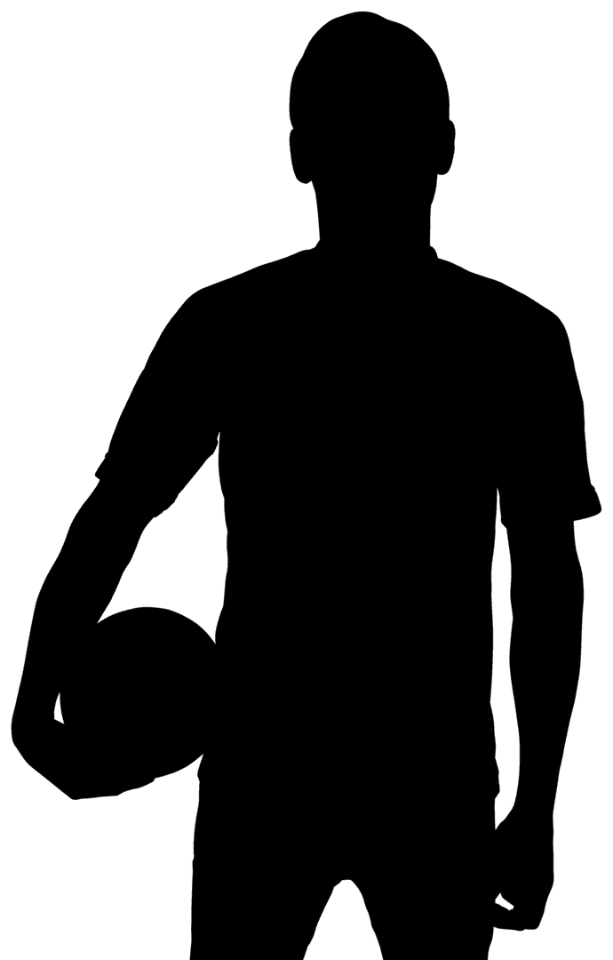 Athletic Silhouette Holding Ball on Transparent Background