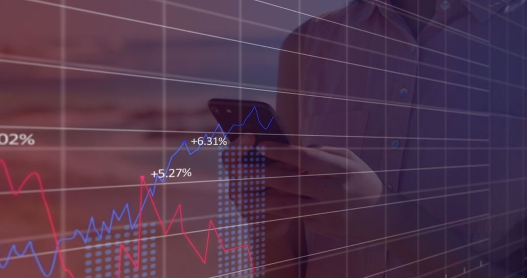 Financial Growth Data and Smartphone Usage Concept