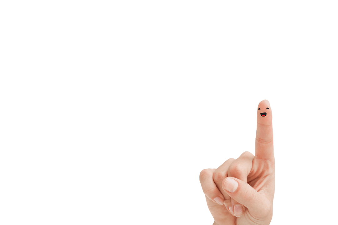 Happy Face Finger Illustration on Transparent Background