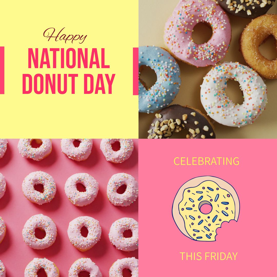 Celebrating National Donut Day with Colorful Frosted Donuts - Download Free Stock Templates Pikwizard.com