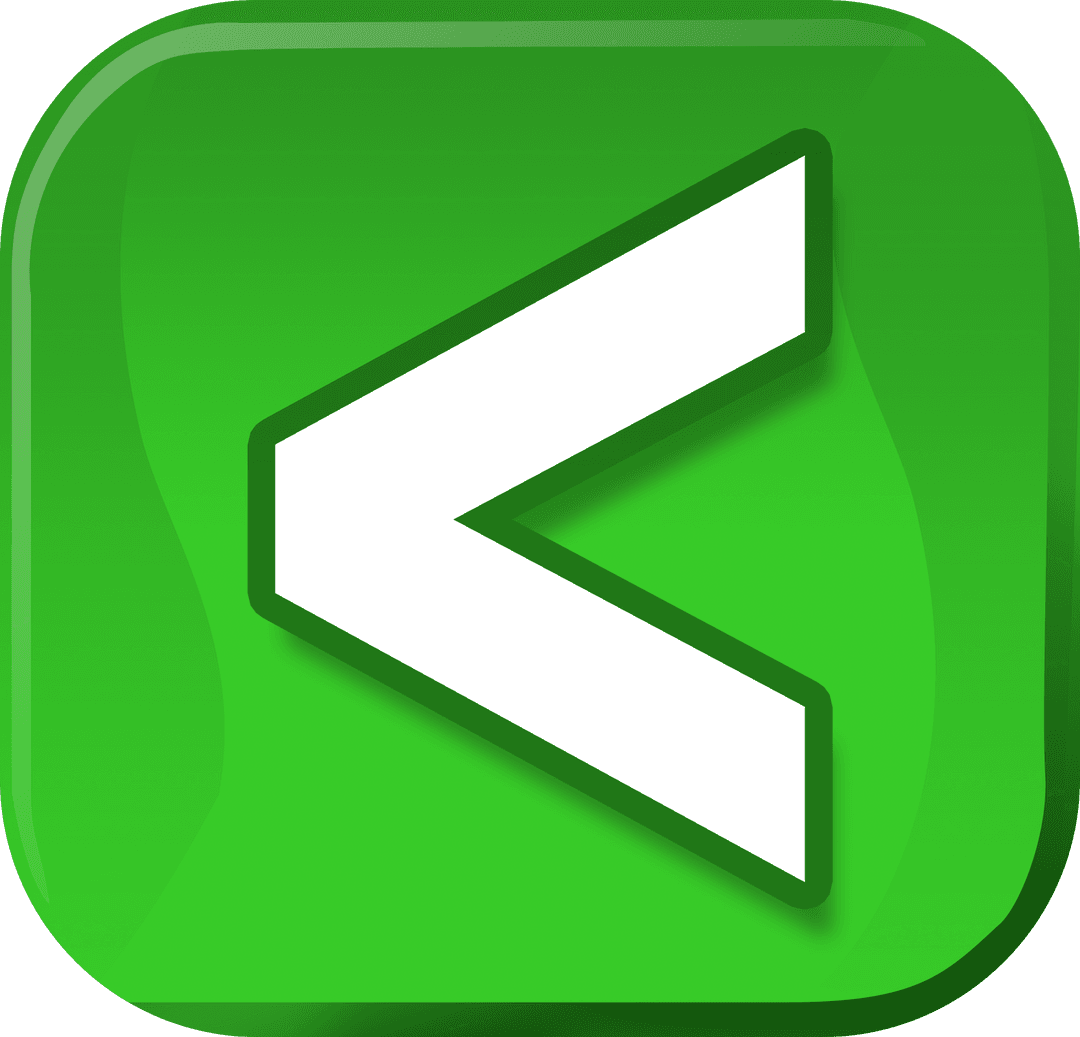 Transparent Green Button Design with White Less Than Symbol