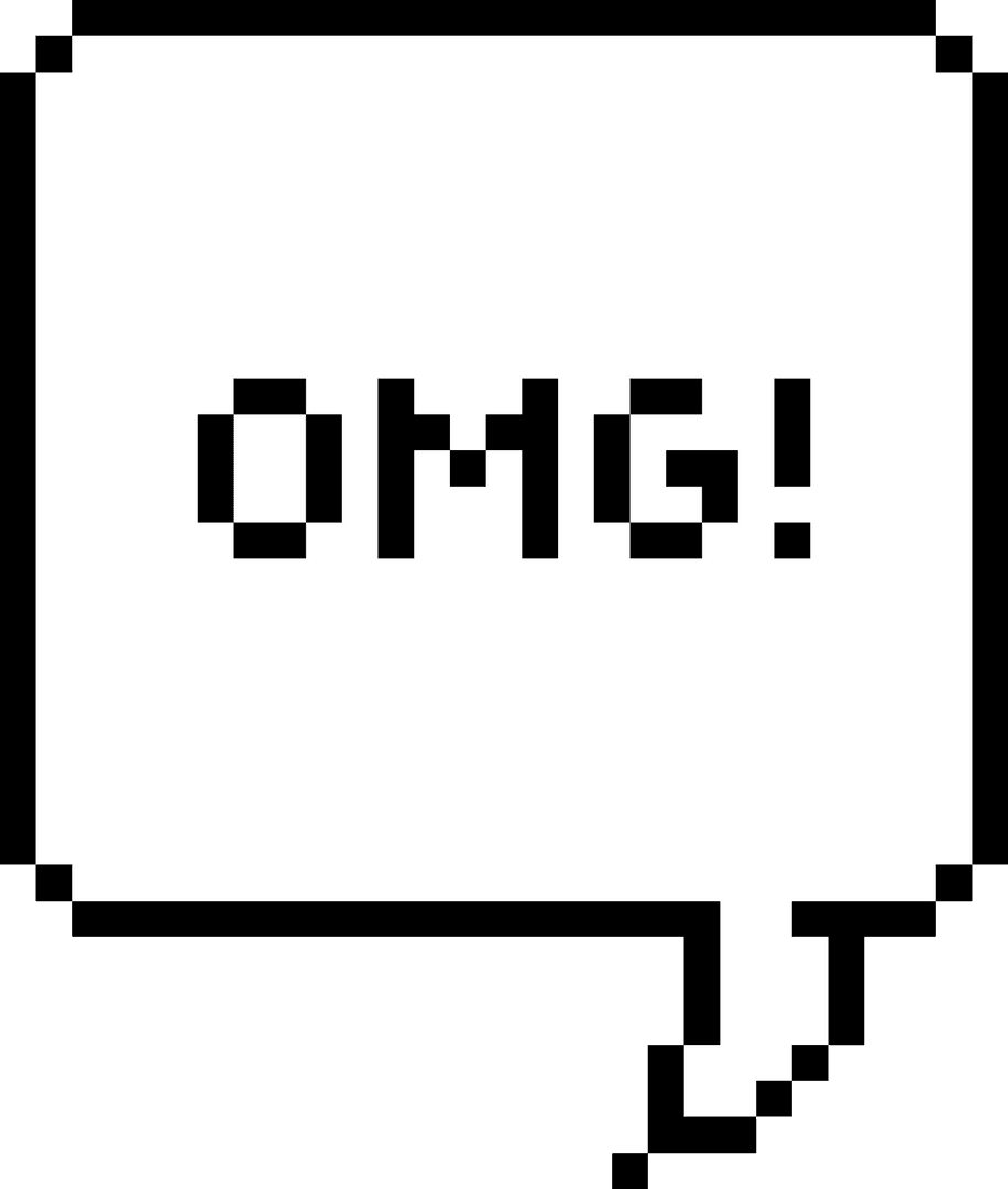Pixel Style OMG Speech Bubble on Transparent Background