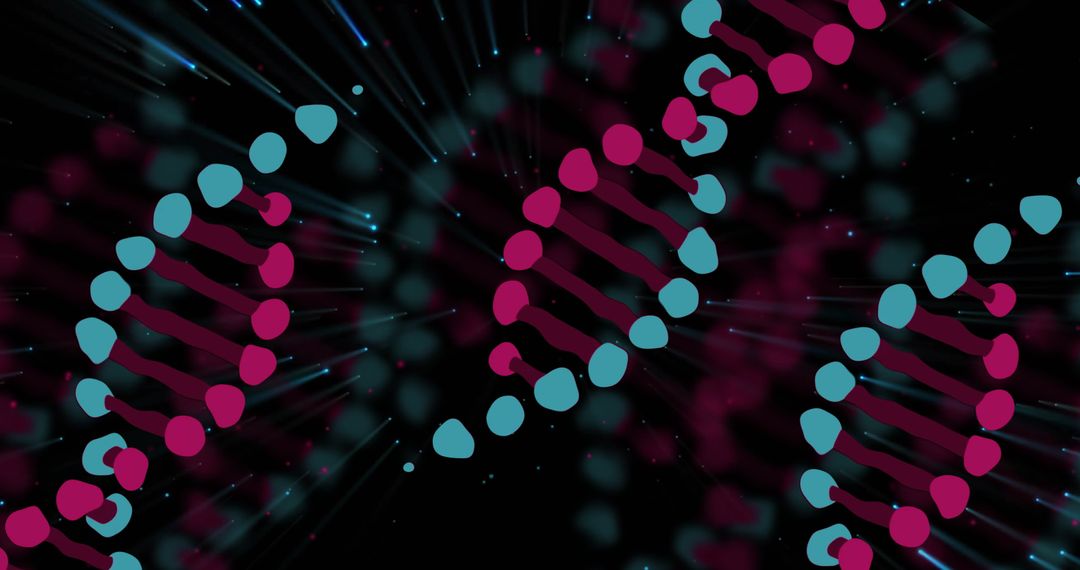 Digital DNA Helix Pattern Abstract on Black Background