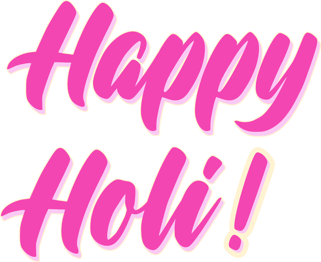Vibrant Pink Happy Holi Message on Transparent Background