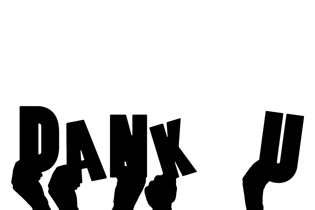 Dank U Text with Hands in PNG Illustration
