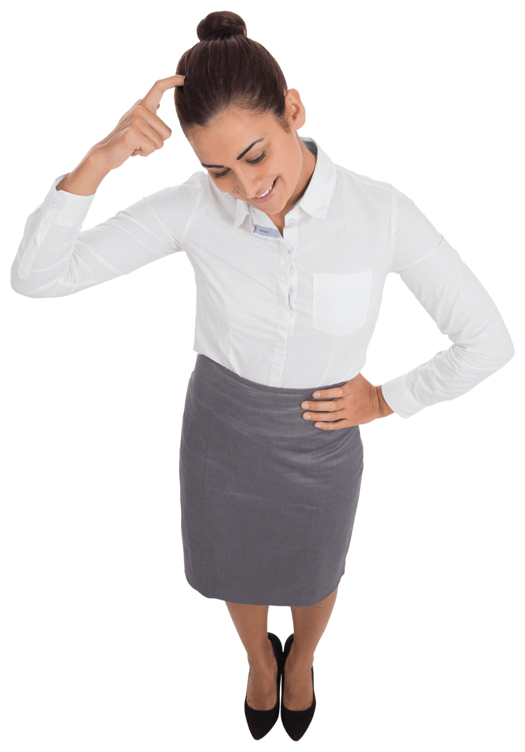 Transparent Image of Businesswoman Scratching Head