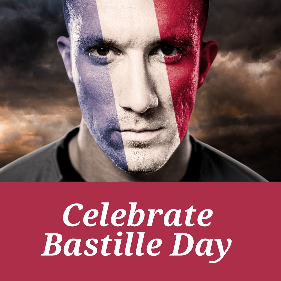 Bastille Day Celebration Concept with Face Painted French Flag