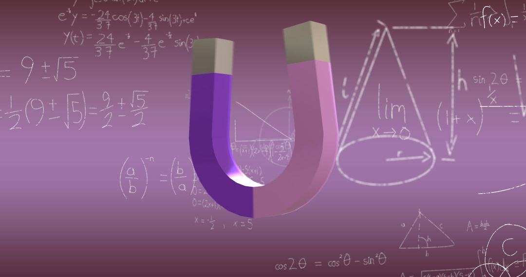 Horseshoe Magnet Overlaying Mathematical Formulas Concept Image