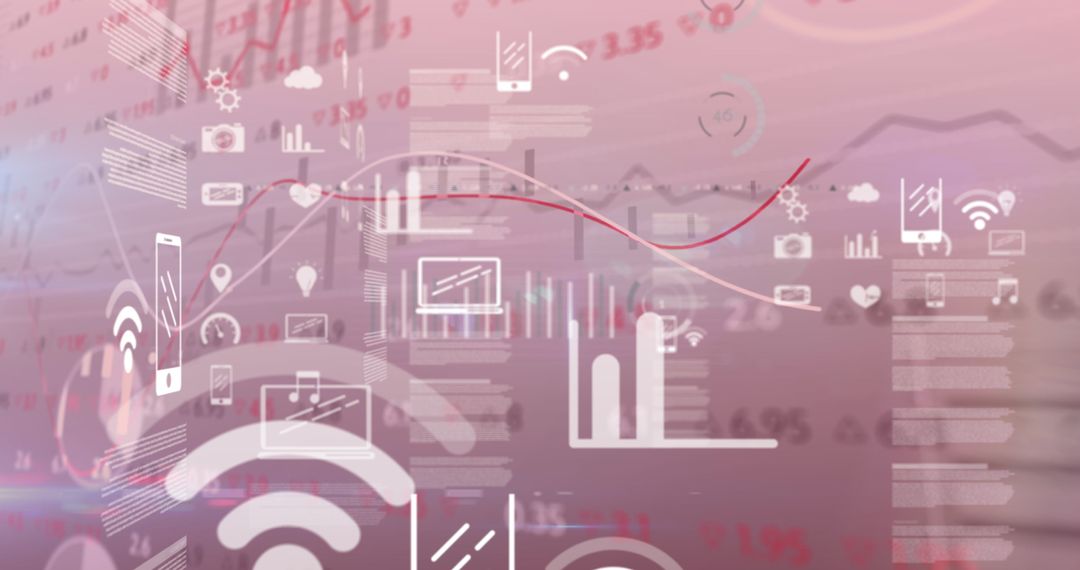 Abstract Financial Data Overlay with Digital Icons